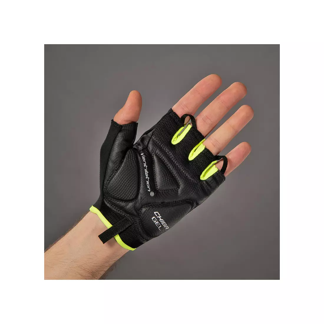 CHIBA AIR PLUS cyklistické rukavice, čierno-fluórové 30145