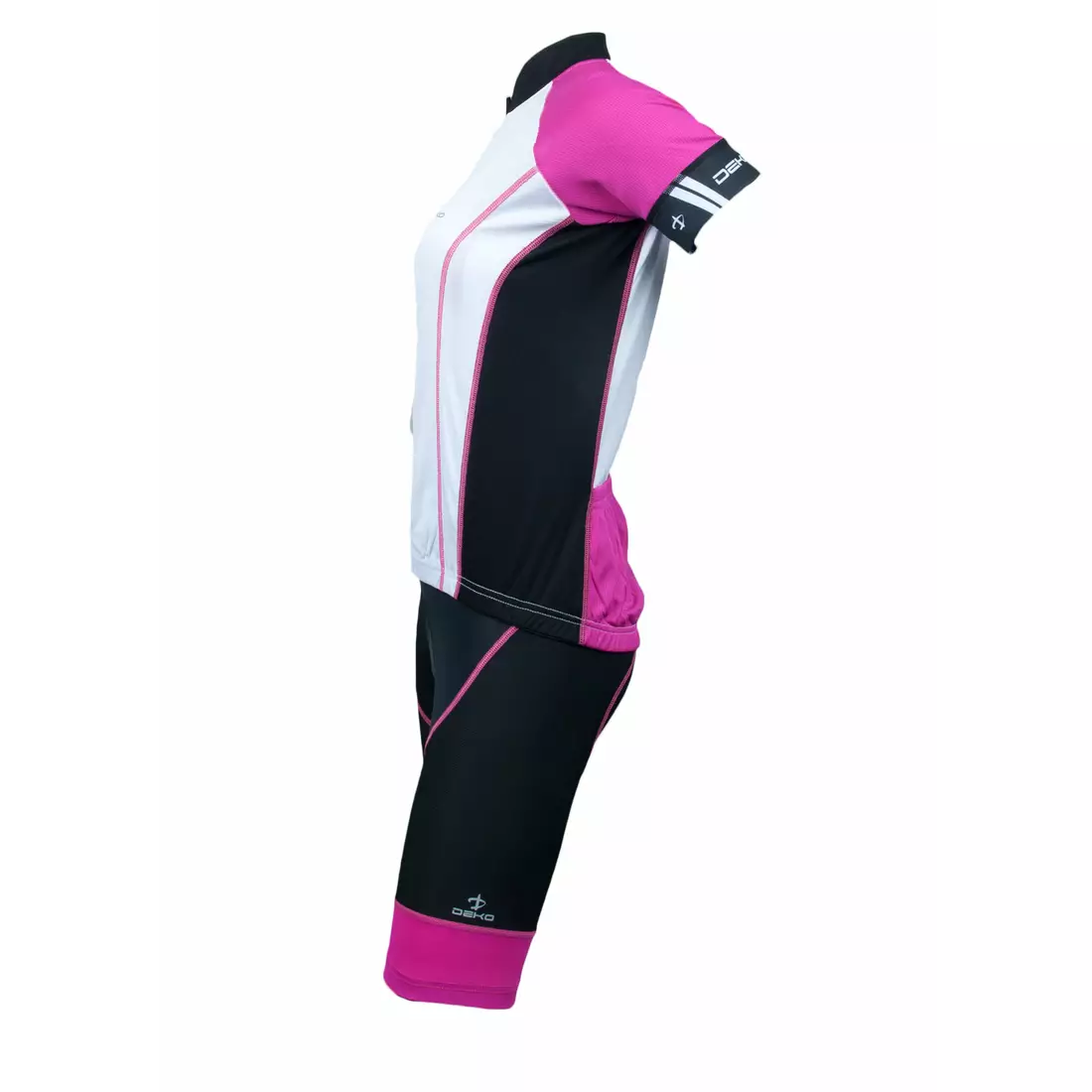 Dámsky cyklistický set DEKO ASPIDE: dres + šortky, podväzok, čierno-ružový