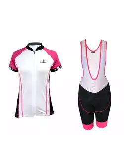 Dámsky cyklistický set DEKO ASPIDE: dres + šortky, podväzok, čierno-ružový