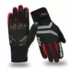 FDX zimné cyklistické rukavice Wind Breaker Gel, čierna a červená