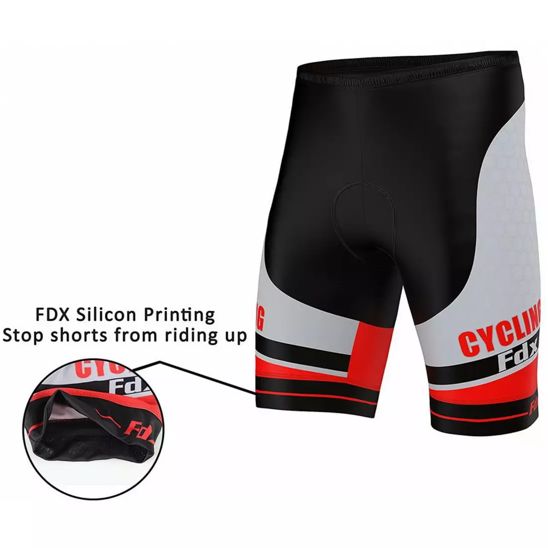 Pánske cyklistické šortky FDX 1070 v čiernej a červenej farbe