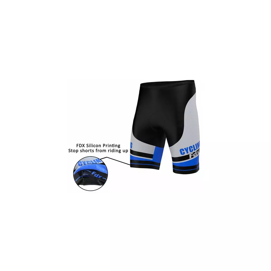 Pánske cyklistické šortky FDX 1070 v čiernej a modrej farbe