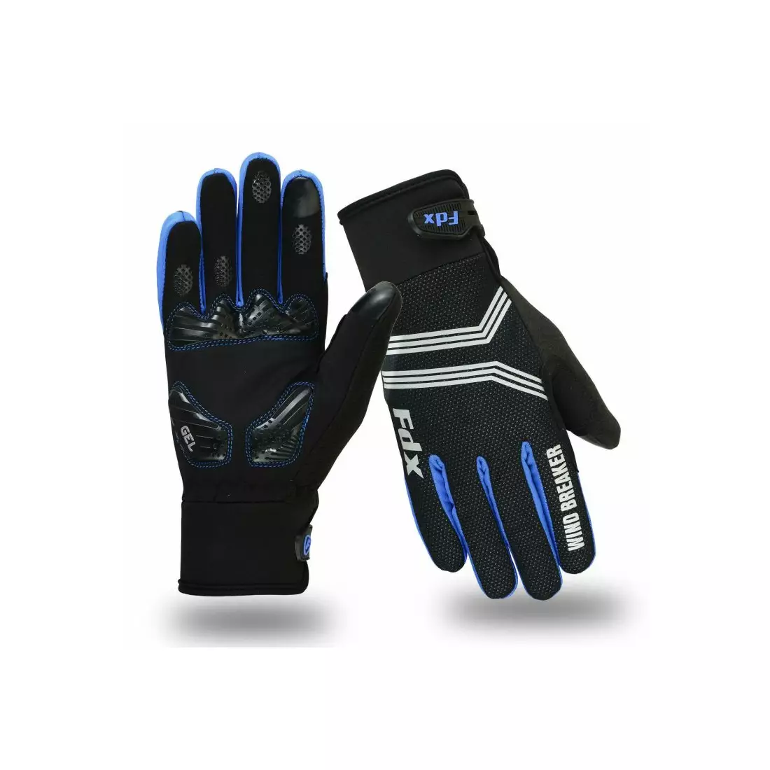 Zimné cyklistické rukavice FDX Wind Breaker Gel, čierno-modré