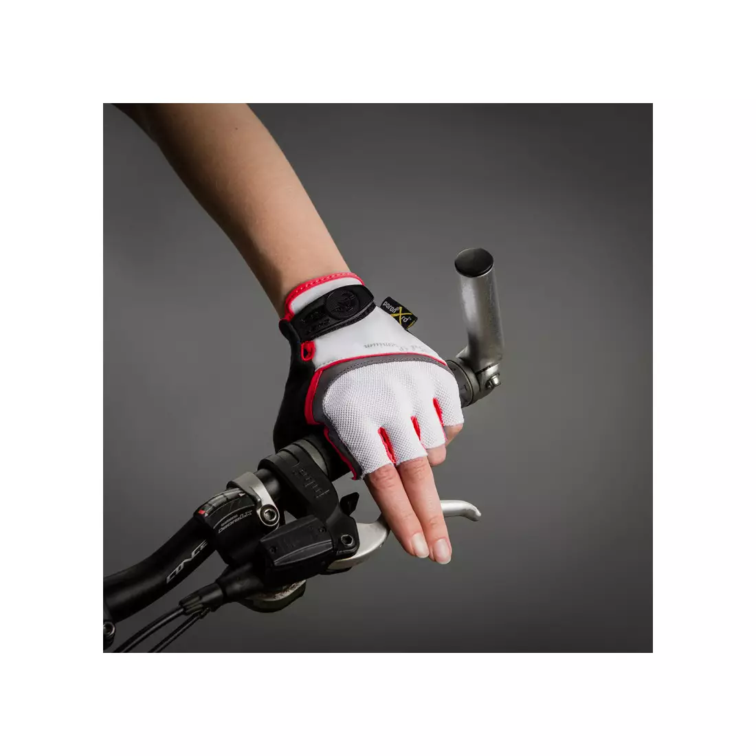 Dámske cyklistické rukavice CHIBA LADY GEL, biele a červené