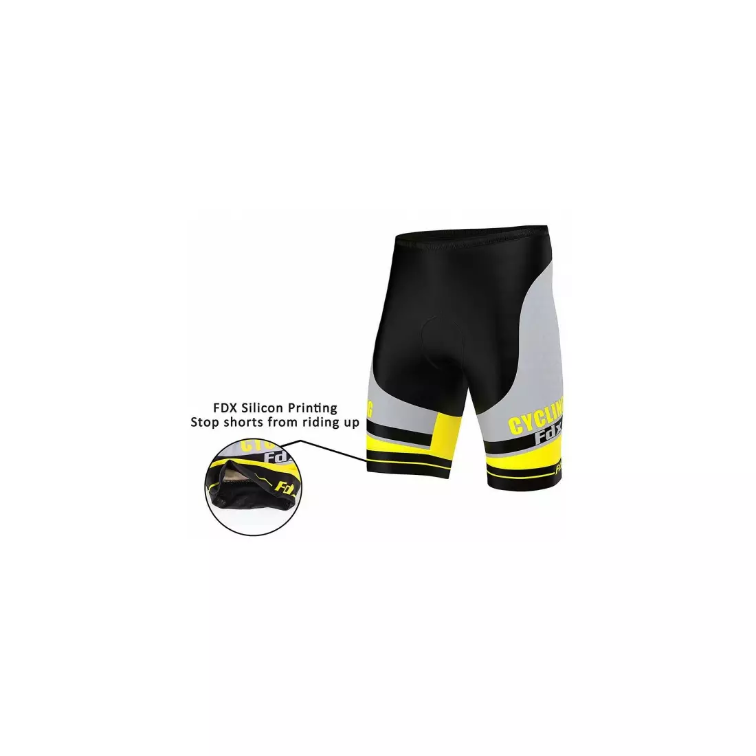 FDX 1070 pánske cyklistické kraťasy, čierno-žlté