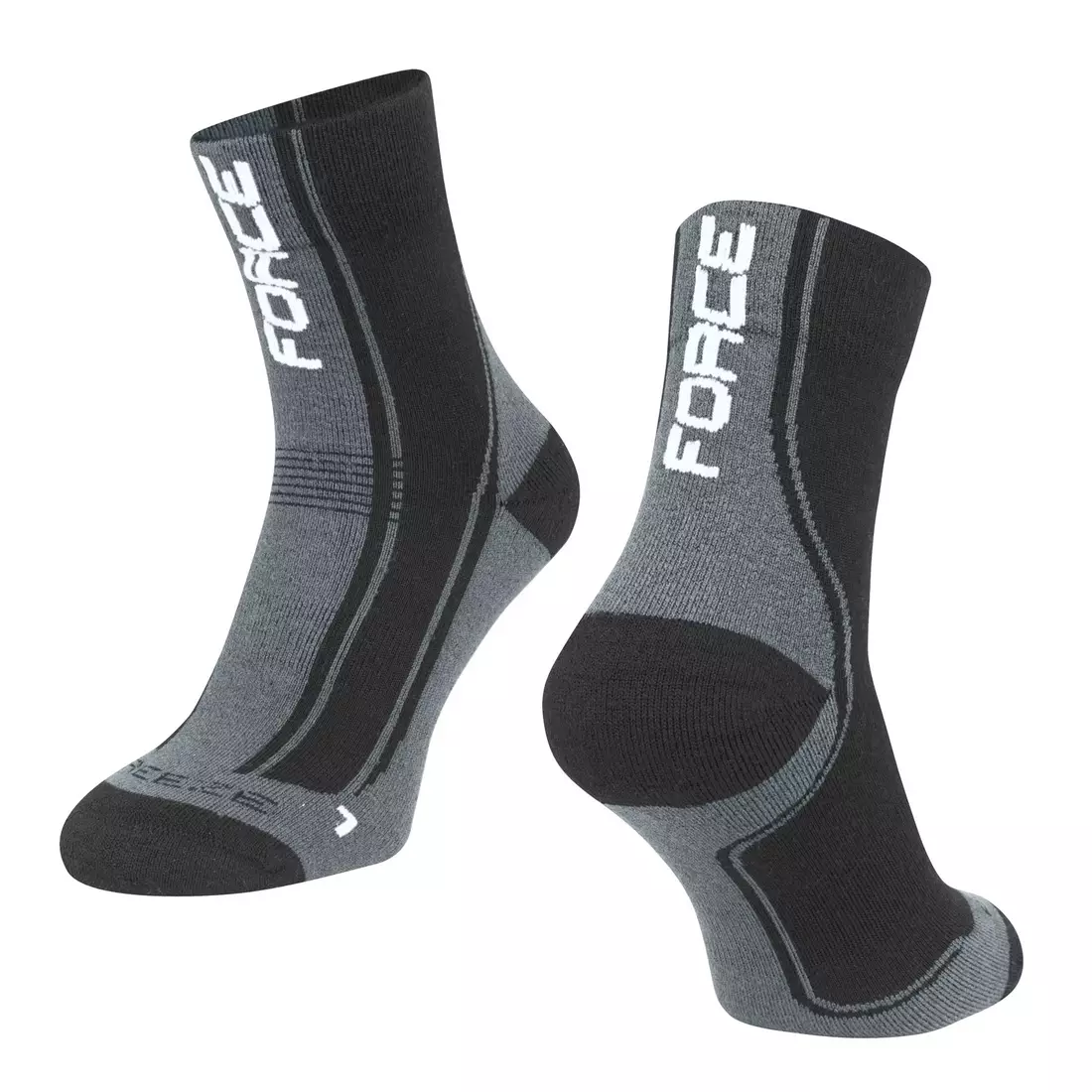 FORCE FREEZE zimné cyklistické ponožky, čierno-šedo-biele