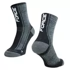 FORCE FREEZE zimné cyklistické ponožky, šedá, čierna a biela