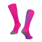 FORCE TESSERA COMPRESSION kompresné ponožky, ružovo-fialová