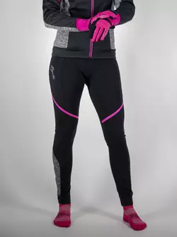ROGELLI CAROU 2.0 dámske zateplené cyklistické nohavice, traky, čierno-ružovo-šedé