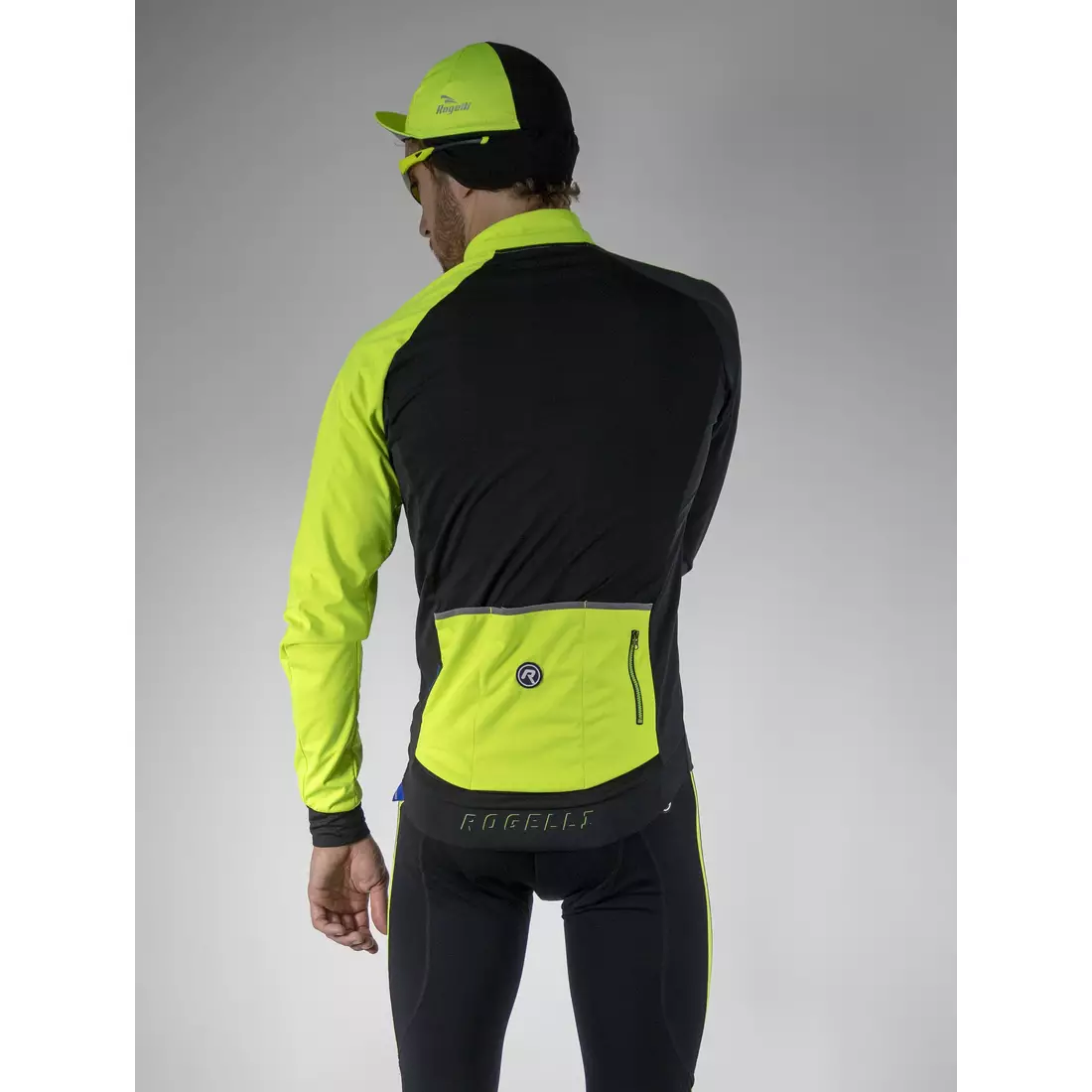 ROGELLI CONTENTO ľahká zimná cyklistická bunda, softshellová, fluorovo žltá
