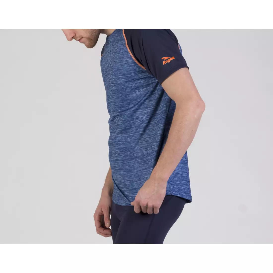 ROGELLI RUN STRUCTURE 830.240 - pánske K/R bežecké tričko, modré a oranžové