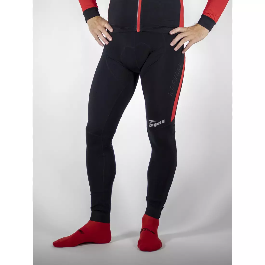 ROGELLI TRAVO 3.0 zateplené cyklistické nohavice, podväzok, čierno-červené