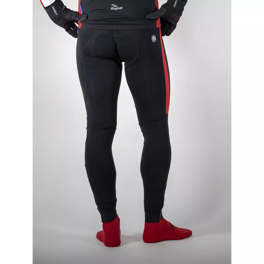 ROGELLI TRAVO 3.0 zateplené cyklistické nohavice, podväzok, čierno-červené