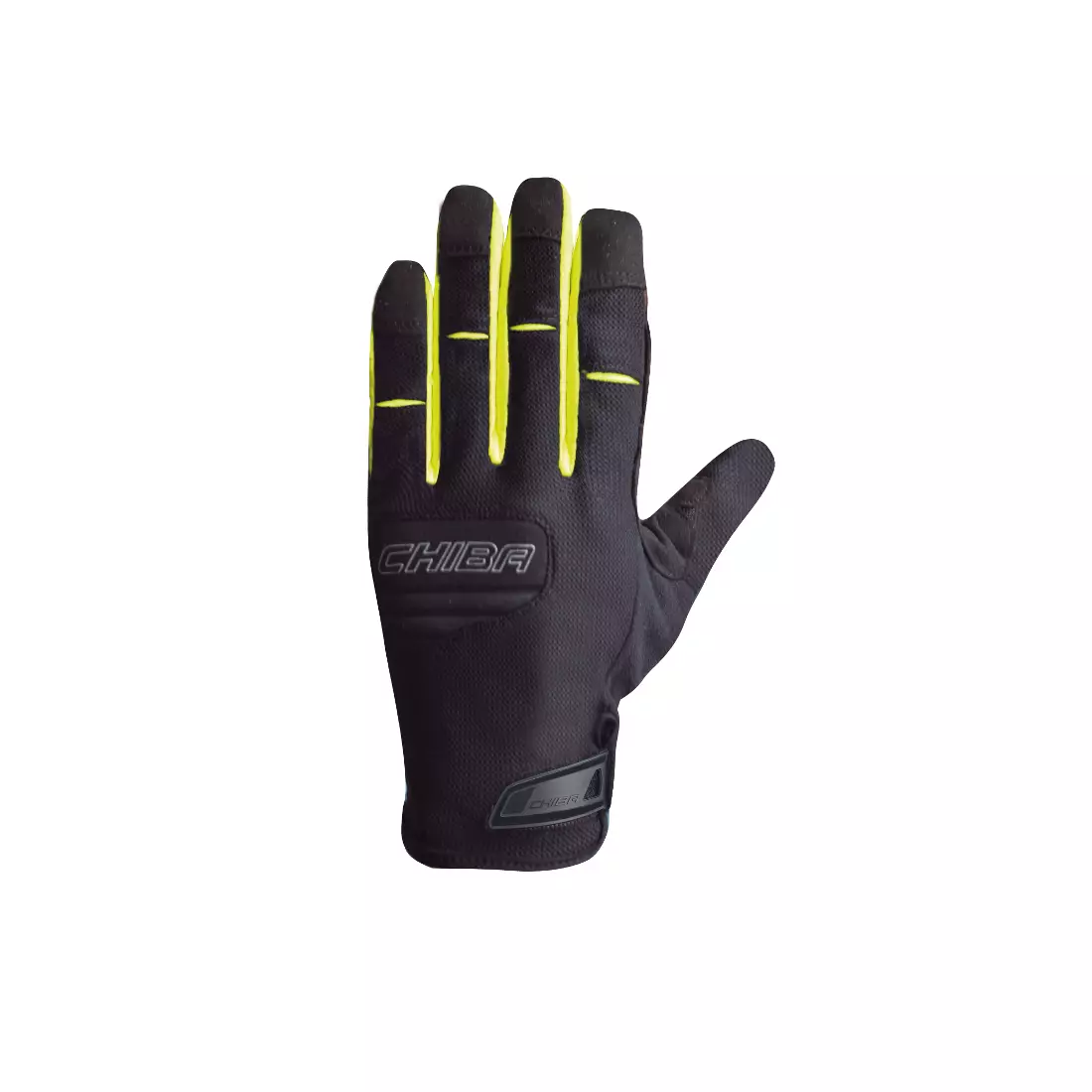 CHIBA TITAN letné dlhé prstové cyklistické rukavice, čierna fluor žltá 30786