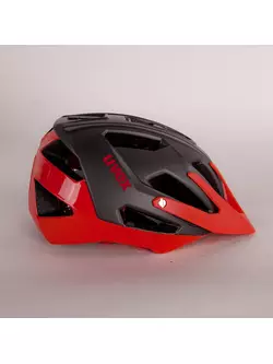 Cyklistická prilba UVEX QUATRO enduro, matná šedá / lesklá červená