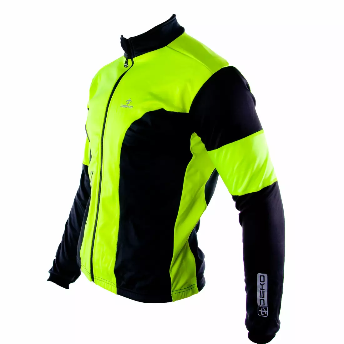 Cyklistická softshellová bunda DEKO HUM čierno-fluor žltá