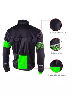 Cyklistická softshellová bunda DEKO KOLUN čierno-fluor žltá