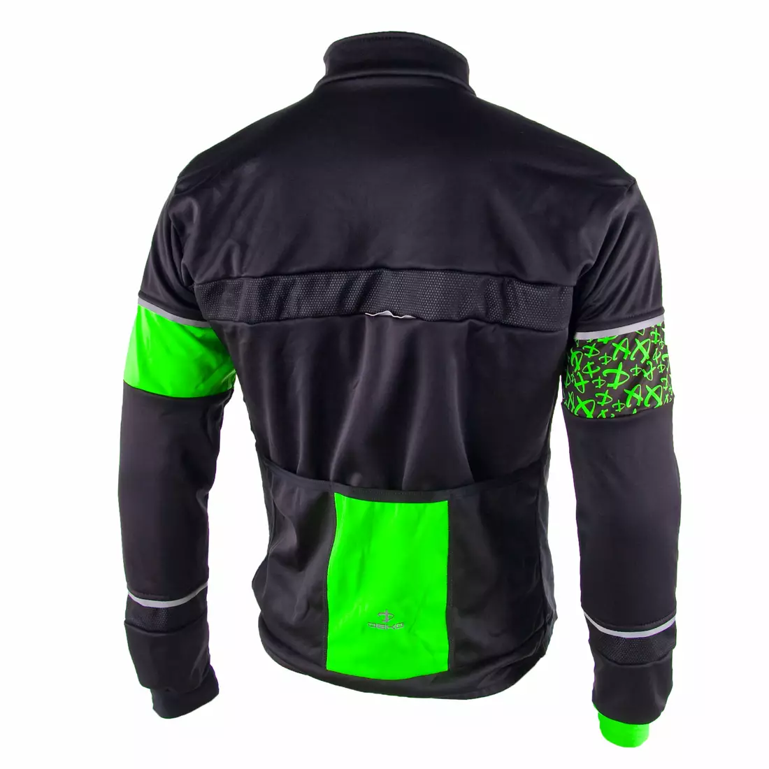 Cyklistická softshellová bunda DEKO KOLUN čierno-fluorzelená
