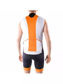 DEKO HAITI II pánsky cyklistický dres bez rukávov, bielo-oranžový