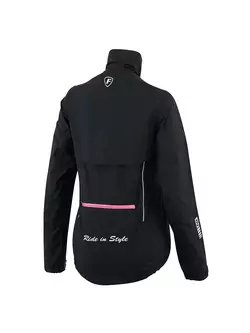 FDX 1410 Dámska nepremokavá, nepremokavá cyklistická bunda, čierno-ružová