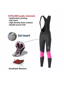 FDX 1460 dámske zateplené cyklistické nohavice, čierne a ružové