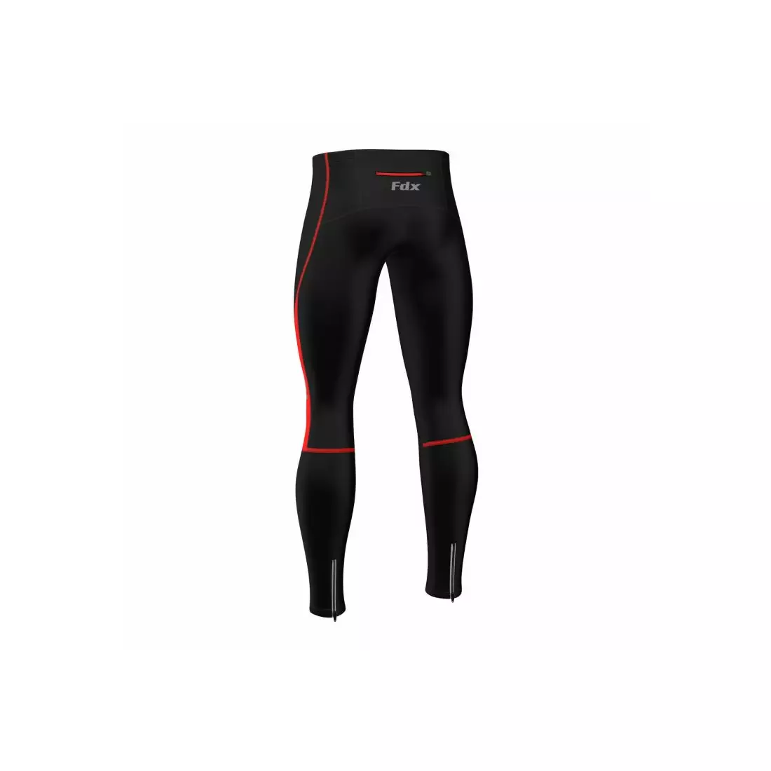 FDX 1810 pánske zateplené cyklistické nohavice bez trakov, čierna a červená