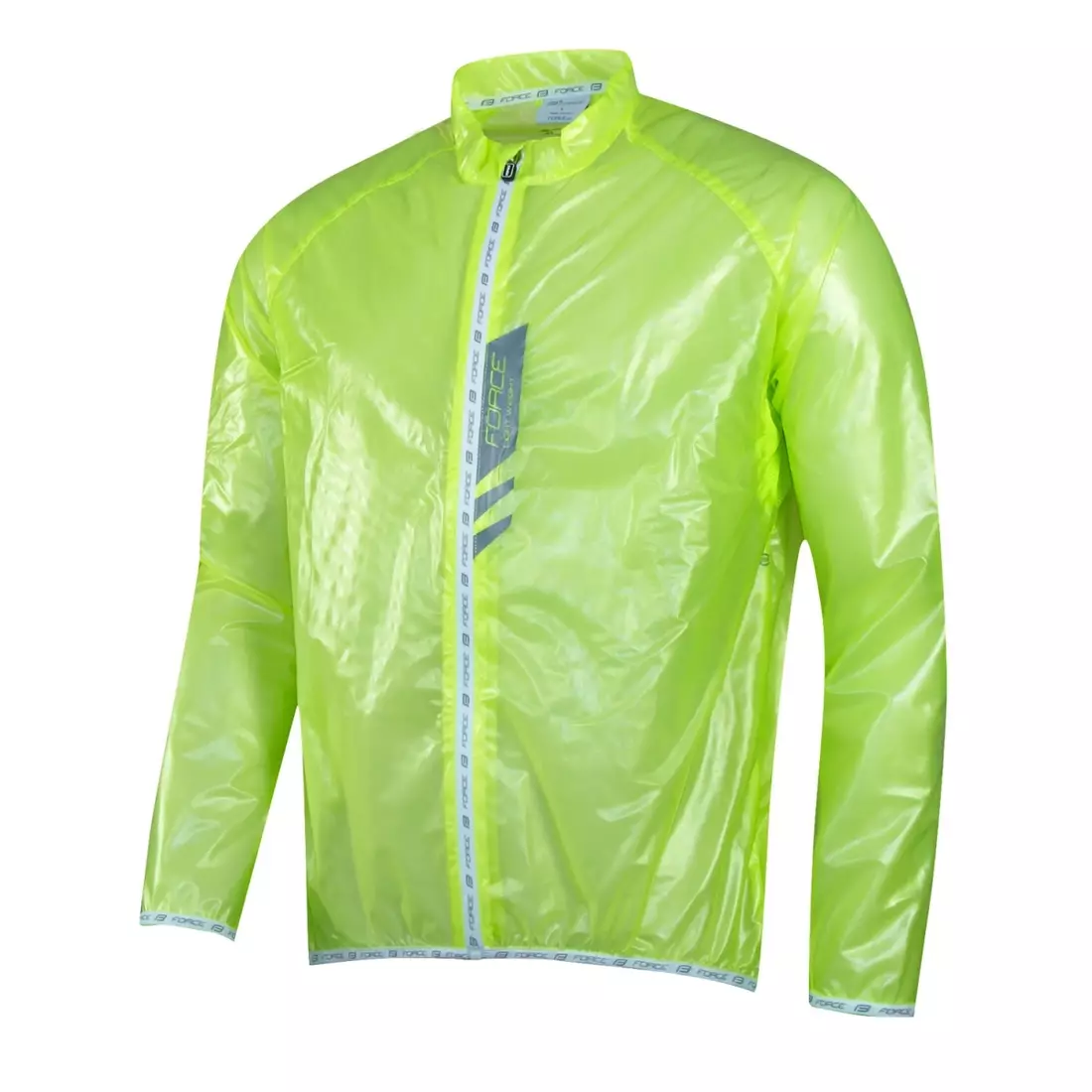 FORCE SLIM pánska cyklistická bunda do dažďa, žltý fluór