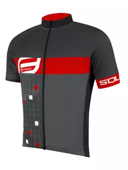 FORCE SQUARE pánsky cyklistický dres, červený a sivý 90012873