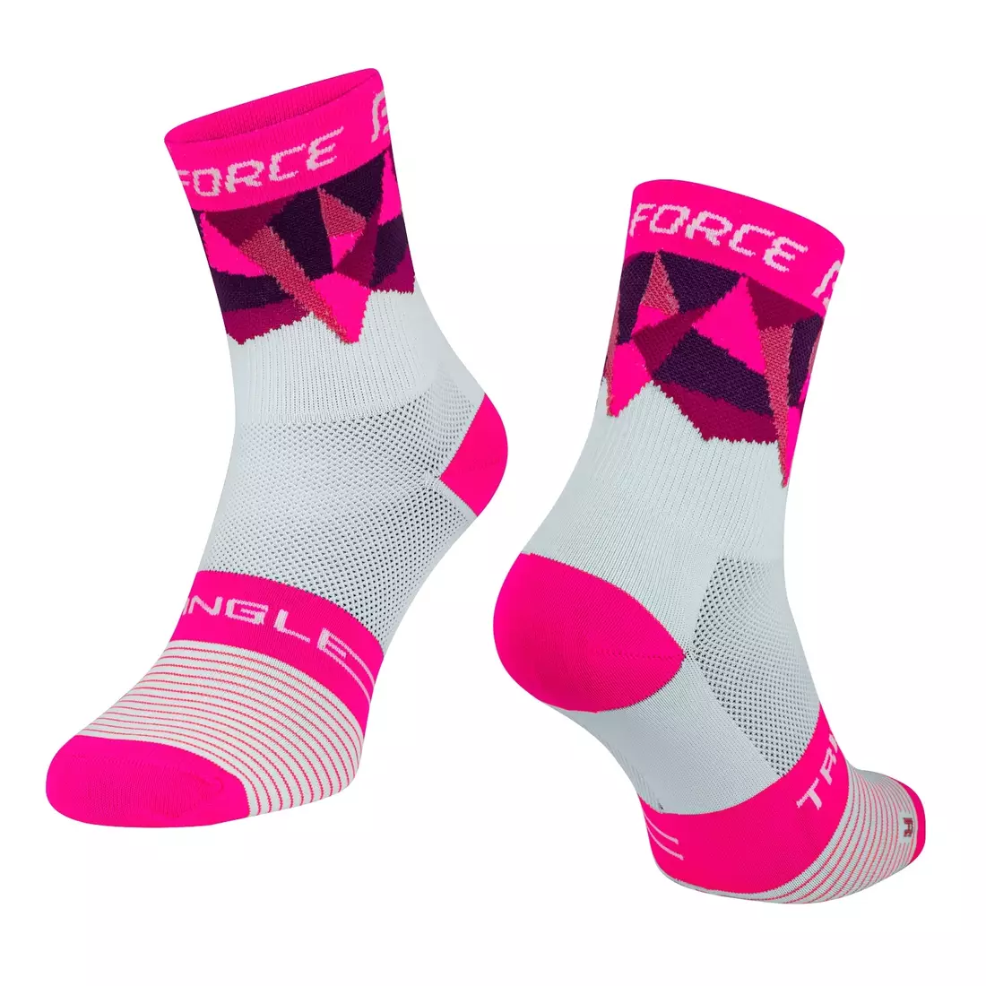 FORCE TRIANGLE cyklistické/športové ponožky, biela a ružová