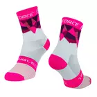 FORCE TRIANGLE cyklistické/športové ponožky, biela a ružová
