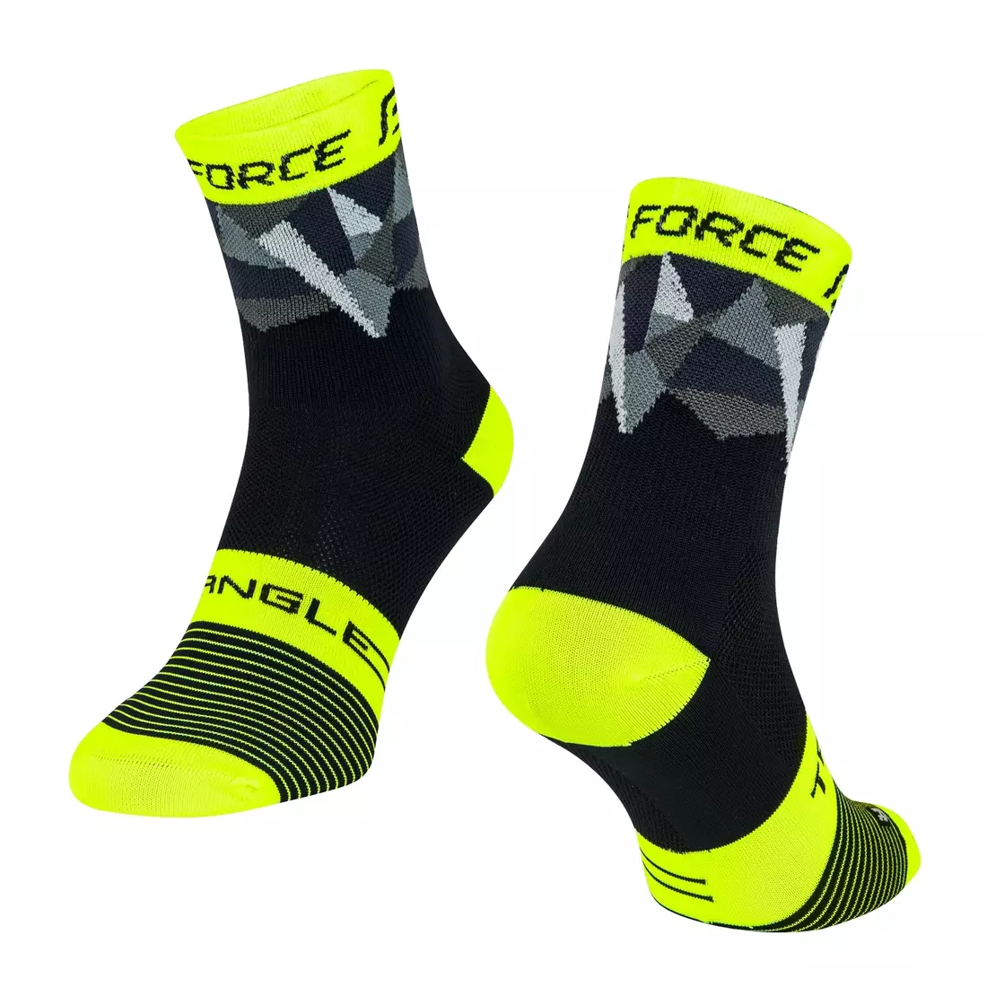 FORCE TRIANGLE cyklistické/športové ponožky, čierna- fluo