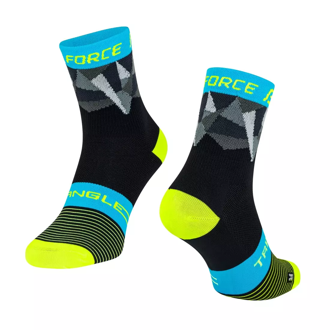 FORCE TRIANGLE cyklistické/športové ponožky, čierno-žlto-modré