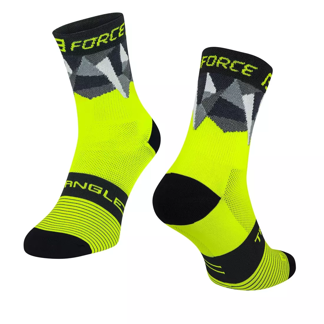 FORCE TRIANGLE cyklistické/športové ponožky, fluo a čierna