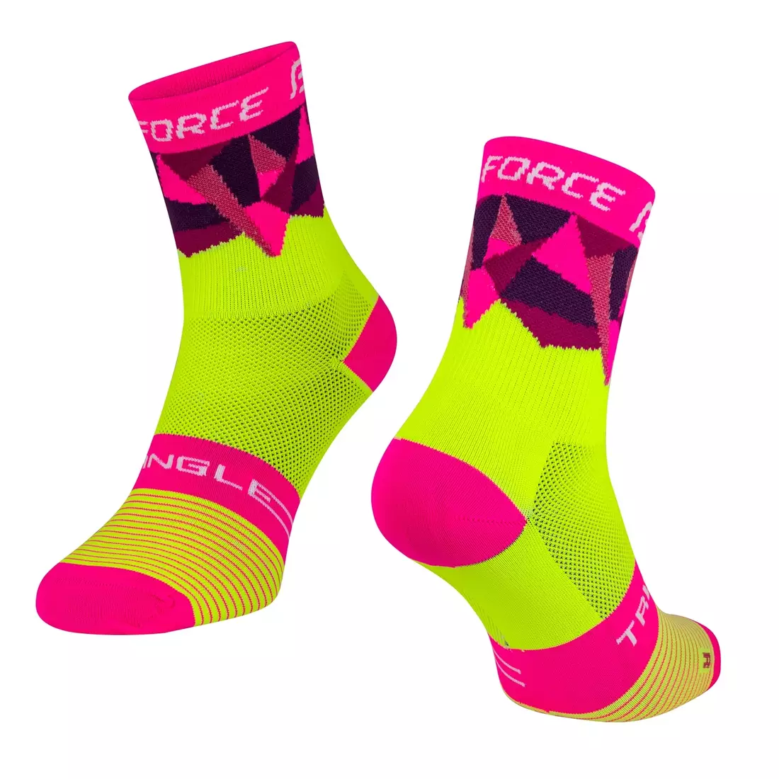 FORCE TRIANGLE cyklistické/športové ponožky, fluo-ružová