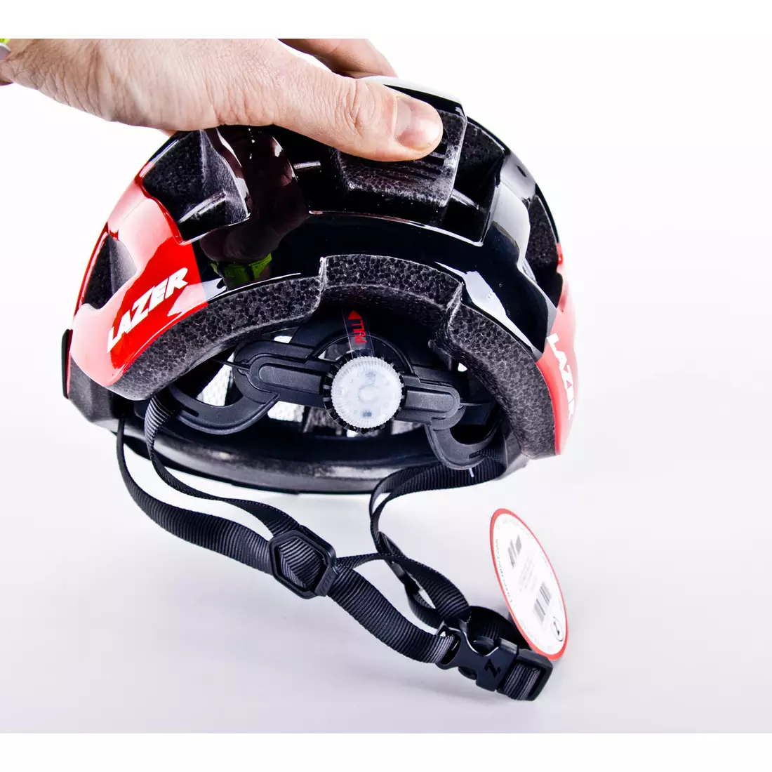 LAZER Compact DLX cyklistická prilba LED obrazovka proti hmyzu červená čierna lesklá