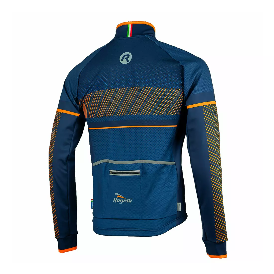 ROGELLI RITMO ľahko zateplená cyklistická bunda, tmavomodrá-fluo oranžová