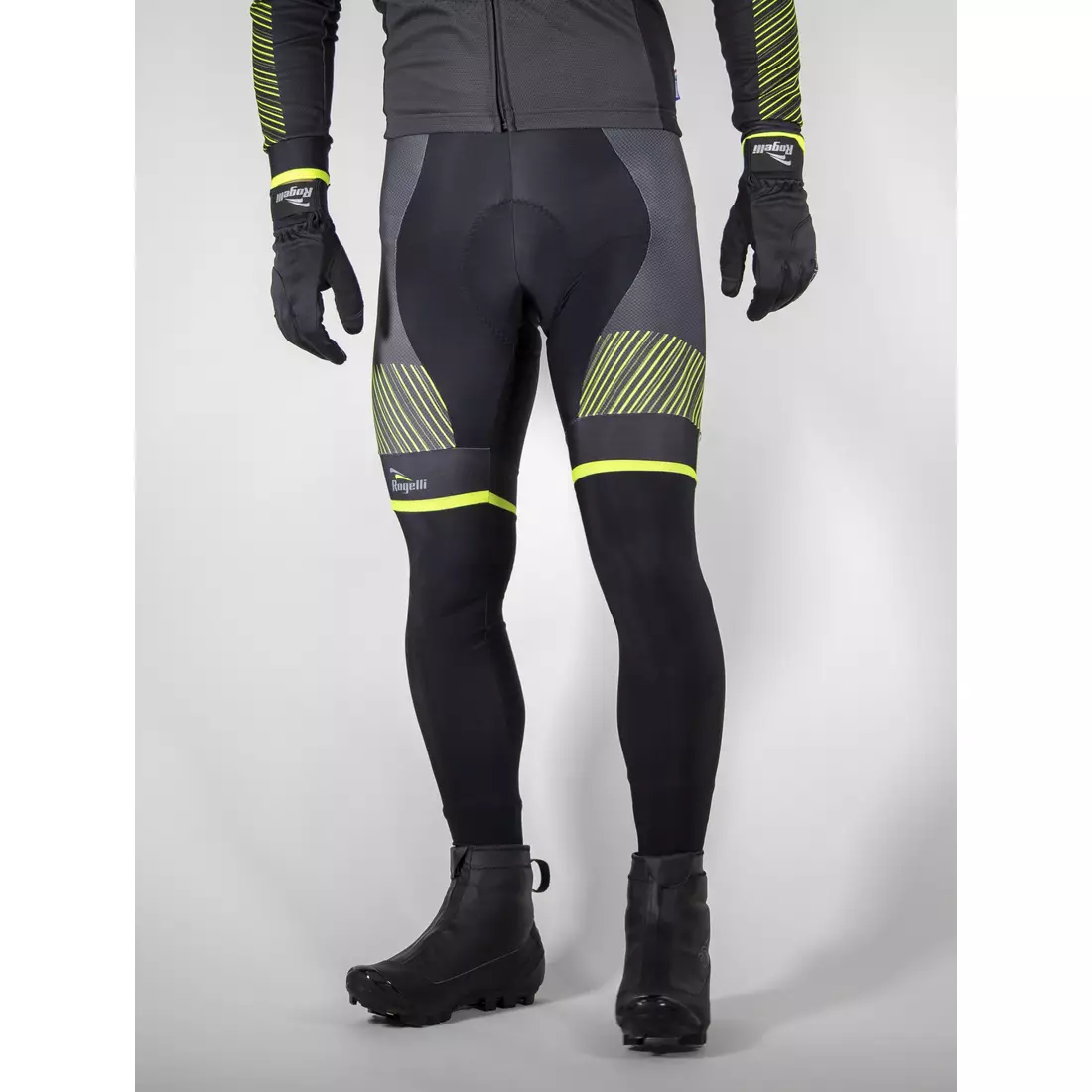 Zateplené cyklistické nohavice ROGELLI RITMO, čierno-fluór-žlté