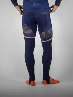 Zateplené cyklistické nohavice ROGELLI RITMO, tmavomodrá-fluo oranžová