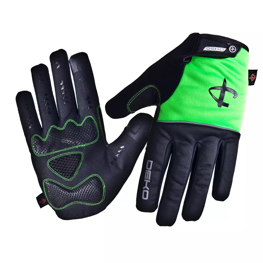 Zimné cyklistické rukavice DEKO ROST čierno-fluor zelené DKWG-0715-006A