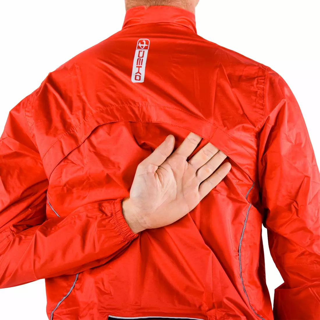 DEKO J1 nepremokavá cyklistická bunda, červená