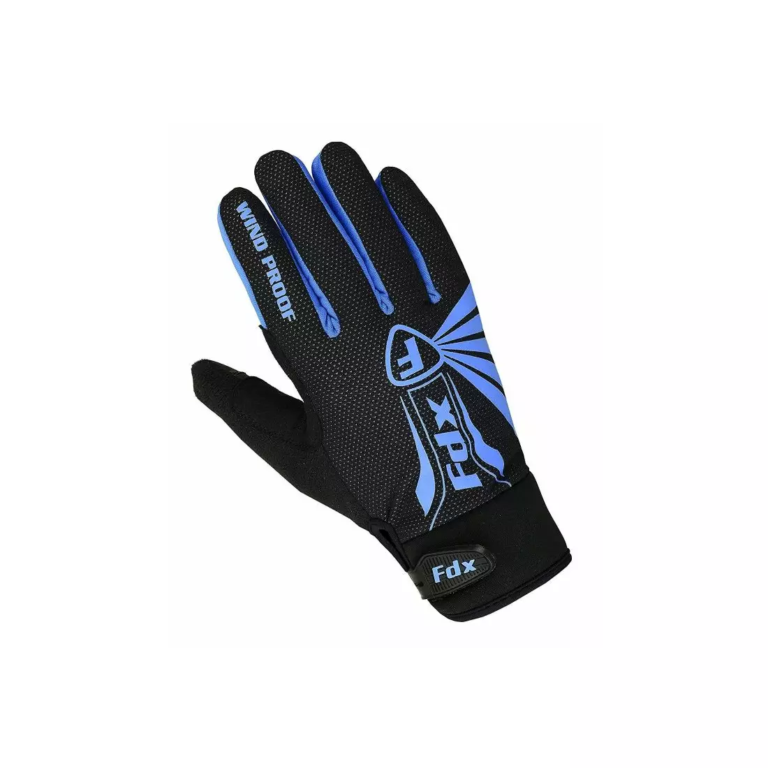 FDX 1901 Full Finger zimné cyklistické rukavice, čierne a modré