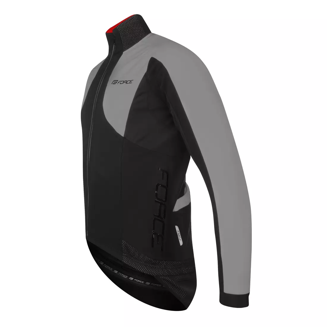 FORCE X100 zimná cyklistická bunda, čierna / šedá 899861