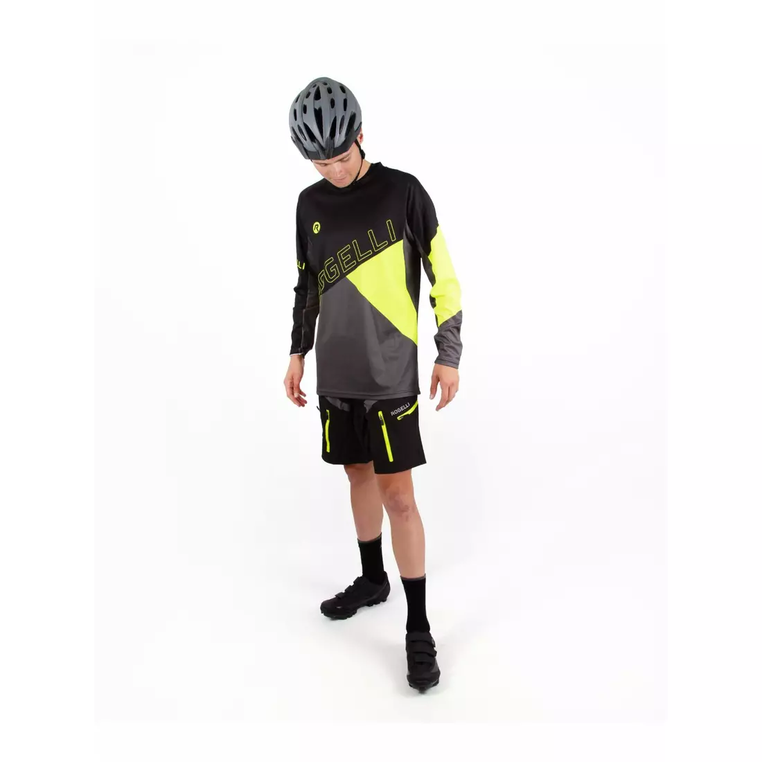 ROGELLI ADVENTURE pánsky cyklistický dres MTB s dlhým rukávom, čierno-šedo-fluór 060.110