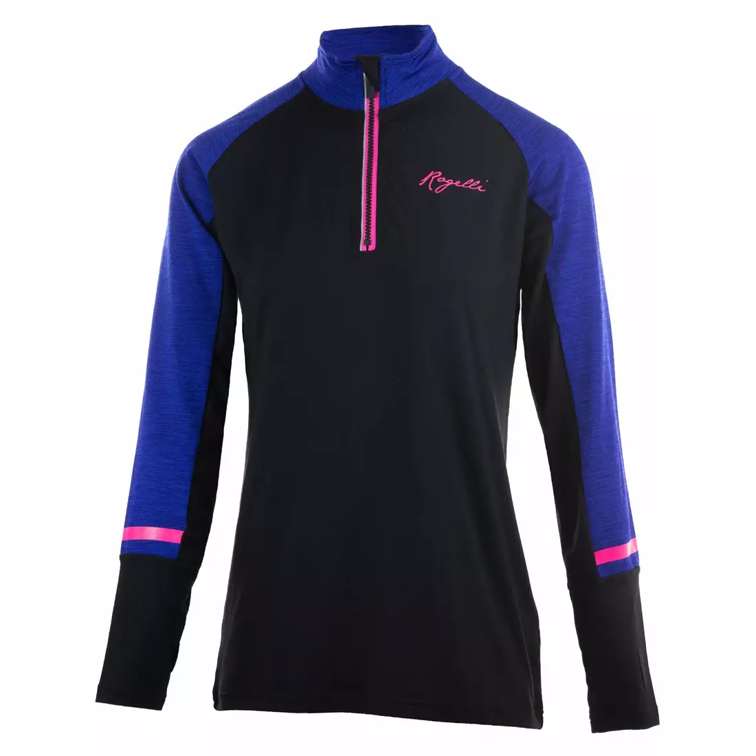 Rogelli COSMIC Dámske bežecké tričko s dlhým rukávom čierno-modro-ružové 840.666