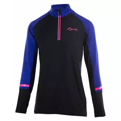 Rogelli COSMIC damska koszulka do biegania długi rękaw czarno-niebiesko-różowa 840.666