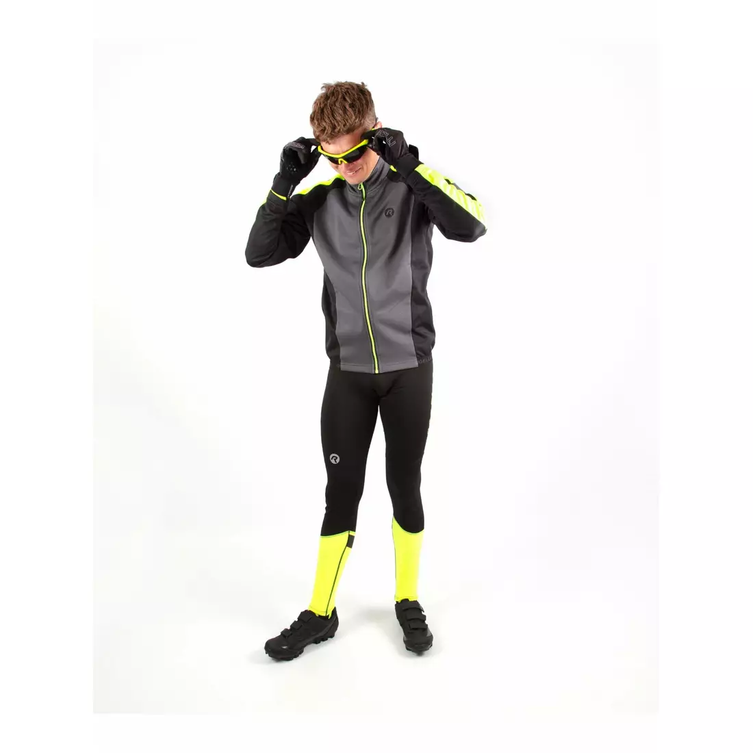 Rogelli IMPACT zateplené cyklistické nohavice čierna fluor žltá 002.063