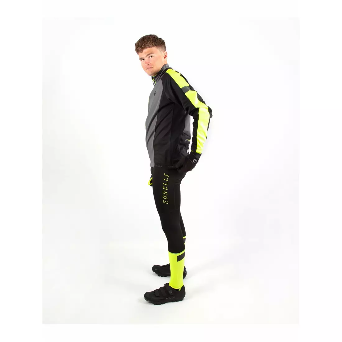 Rogelli IMPACT zateplené cyklistické nohavice čierna fluor žltá 002.063