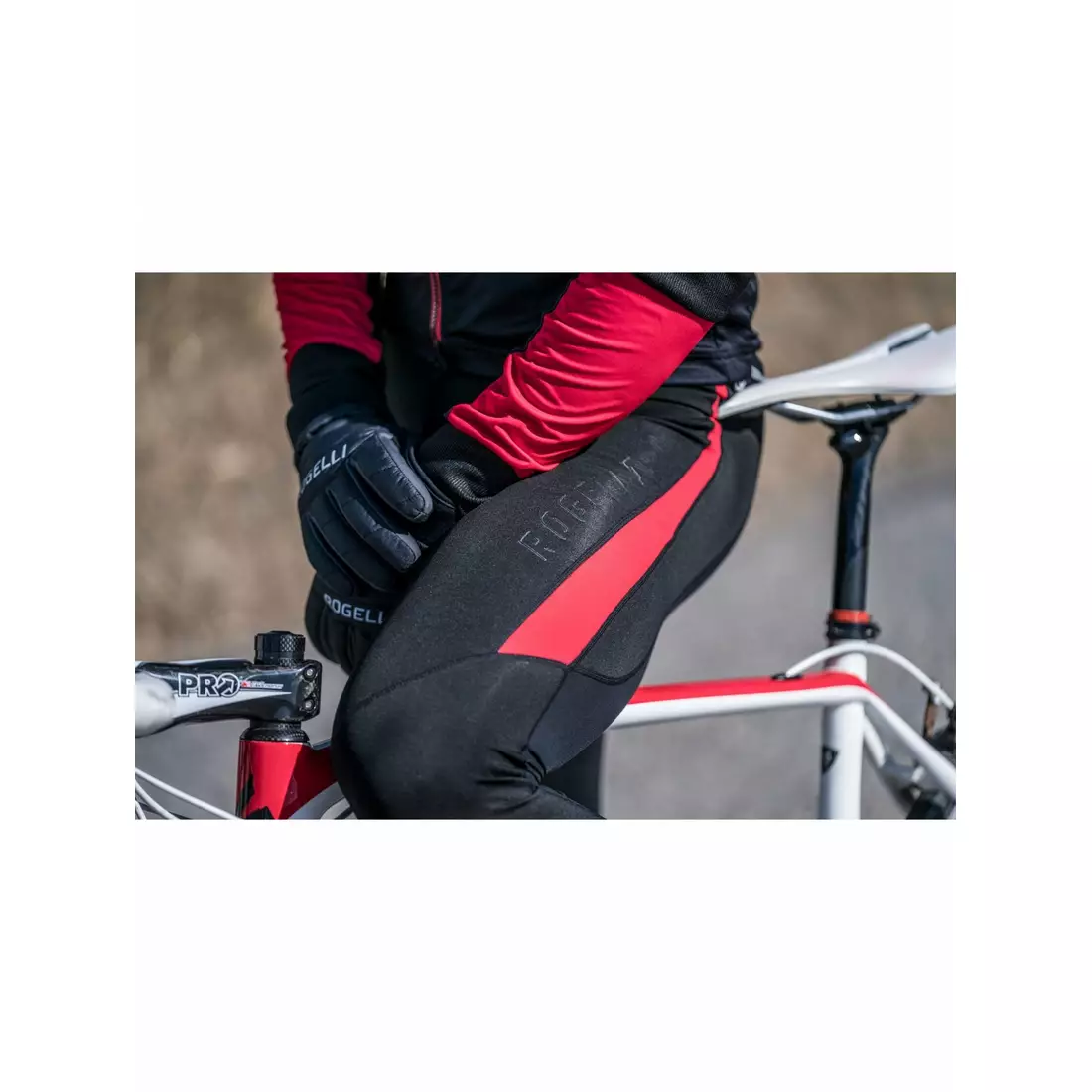 Rogelli STEALTH nezateplené cyklistické nohavice so šľapkami, Gélová stielka, červená 002.353