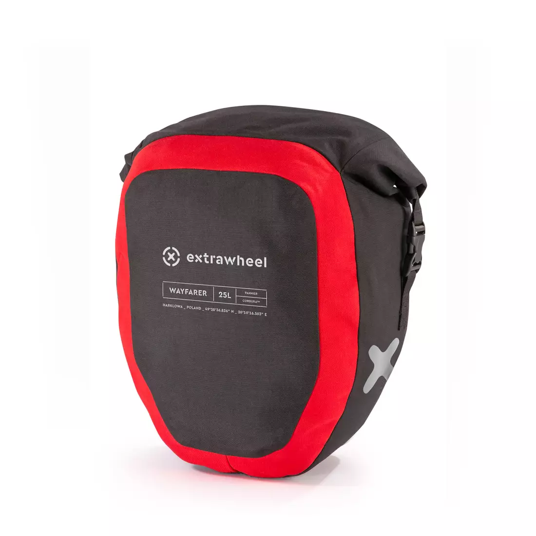 EXTRAWHEEL zadné cyklistické tašky wayfarer black/red 2x25L premium cordura E0048