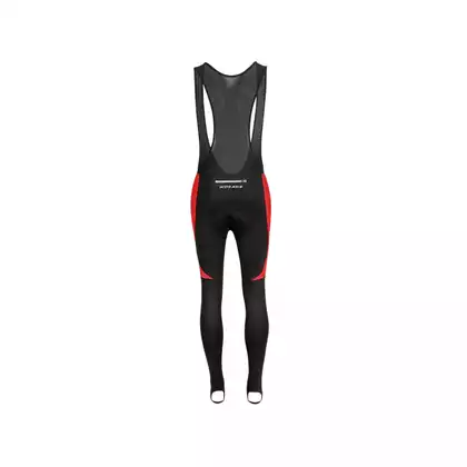 WOSAWE BL106 zateplené cyklistické nohavice s postrojom, čierno-červená gélová vložka